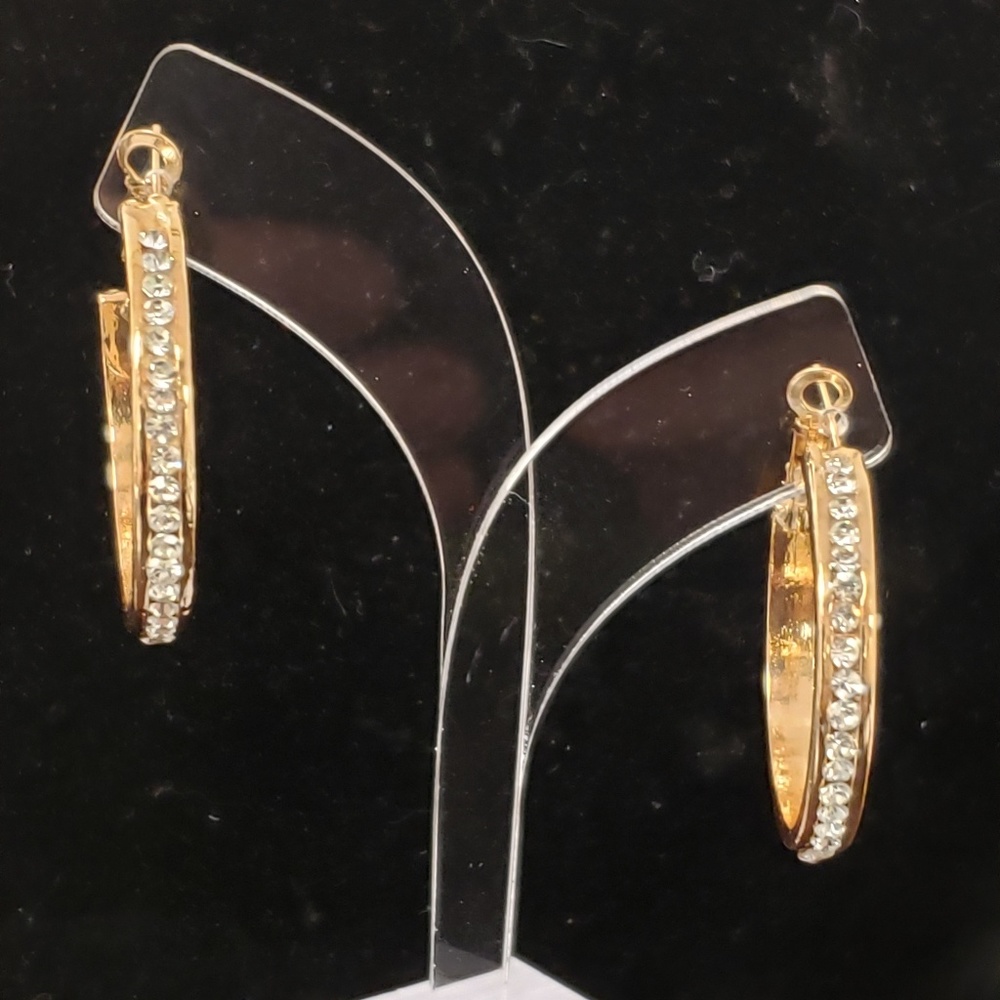 Women's hoop rhinestone earrings